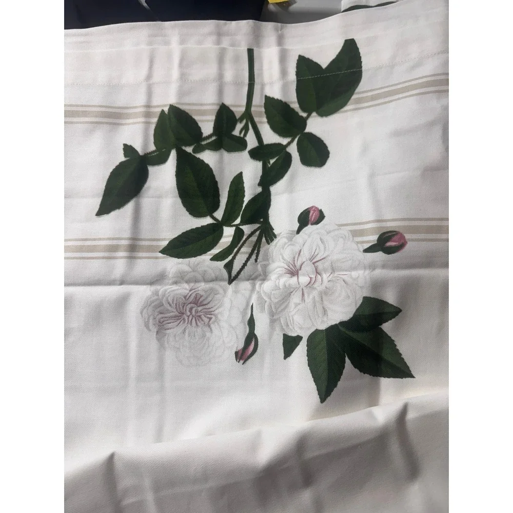 Williams-Sonoma Tablecloth 70x90 White Floral Peony Rose Cotton Cottagecore